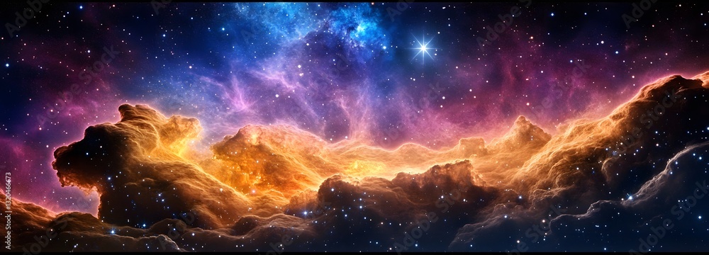 Aufkleber an astronaut floating in a sea of nebulas, using a brush to create new constellations