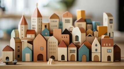 Colorful wooden city blocks