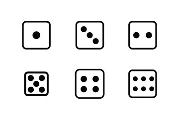 Dice Flat Icon Set of Six Parts Vector Illustration