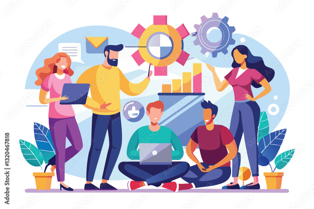 Poster a diverse group of colleagues engages in creative problem-solving during a brainstorming session, so