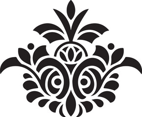 Elegant Vintage Damask Floral Pattern, Ornate Black & White silhouette vector Design for Decorative & Textiles