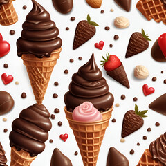 seamless background with chocolate ice cream