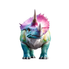 Fototapeta premium Rainbow Triceratops 3D Model Isolated on White Background