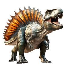 Fototapeta premium 3D Model of a Spinosaurus Rex Dinosaur Roaring, Isolated on Transparent Background
