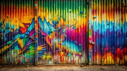 Obraz premium Abstract Colorful Graffiti on Corrugated Metal Wall - Urban Street Art Texture Background