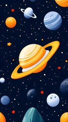 Naklejka premium A colorful space scene with a yellow planet in the middle