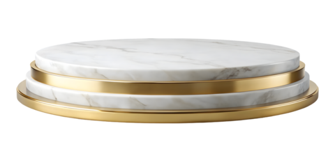 Circle marble podium stand plate white.