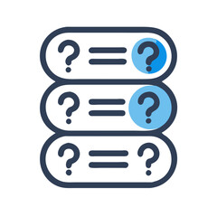 Stack of question bubbles in blue shades