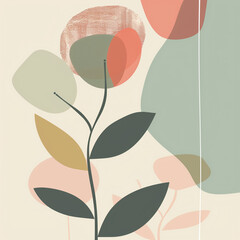 Abstract one rose plant simple shape, minimal eco concept
