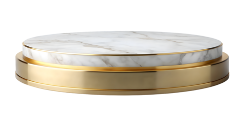 Circle marble podium stand plate white.