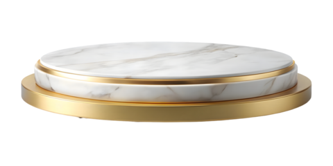 Circle marble podium stand plate white.