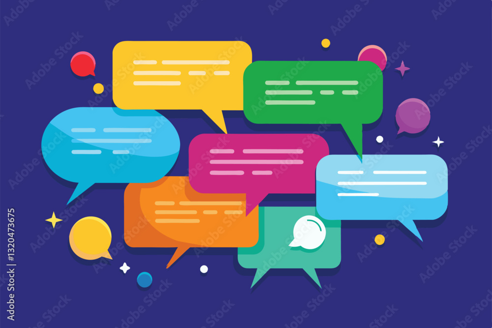 Aufkleber a collection of colorful speech bubbles, each with customizable text options, perfect for design wor