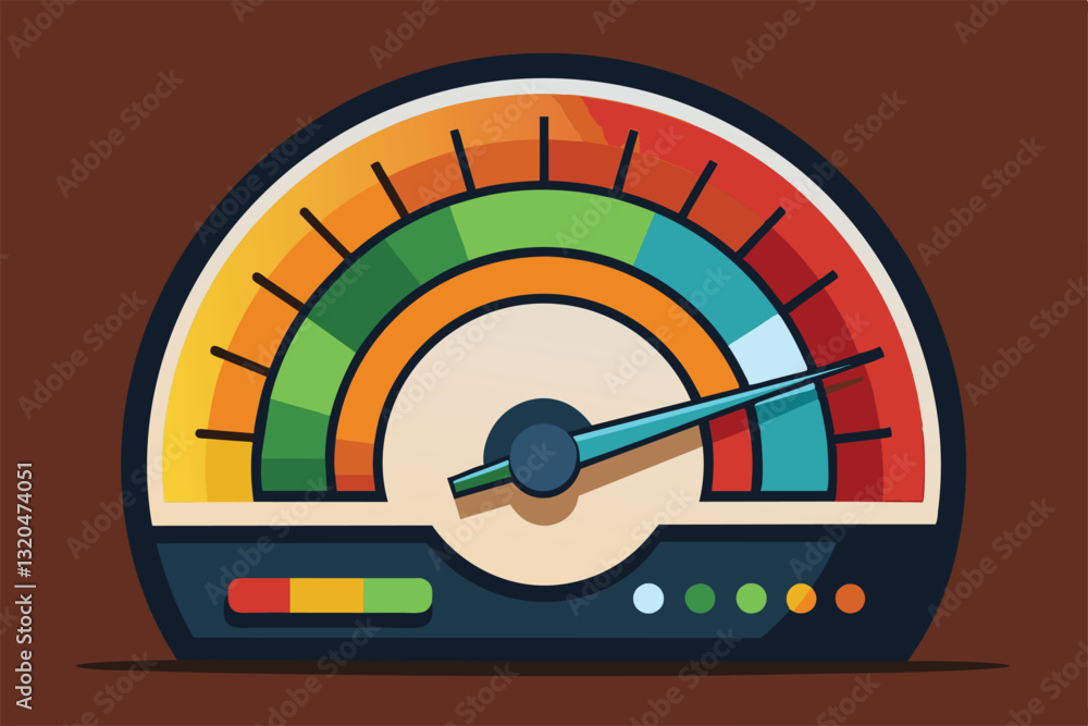 Poster A colorful speed test gauge displays performance metrics in a user-friendly, modern style, Speed test Customizable Disproportionate Illustration