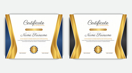 Simple, stylish, modern Golden color and dark blue color elegant award certificate, Diploma of modern design or gift certificate. 
