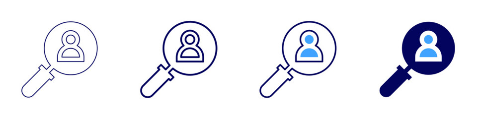 Search enhancement​ icon in 4 different styles. Thin Line, Line, Bold Line, Duotone. Duotone style. Editable stroke