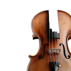 Close-up of a Violin's Body and Strings Isolated on a Neutral Background
