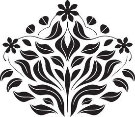 Elegant Vintage Damask Floral Pattern, Ornate Black & White silhouette vector Design for Decorative & Textiles