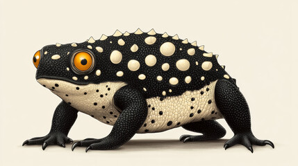 Obraz premium Unique black and white lizard displaying intricate patterns and textures in a minimalist digital art style