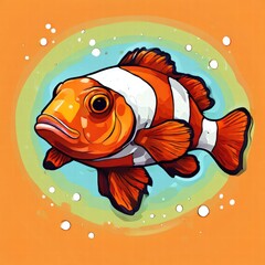 Fototapeta premium an AI Image Generator, Vibrant Clownfish Illustration Against an Aquatic