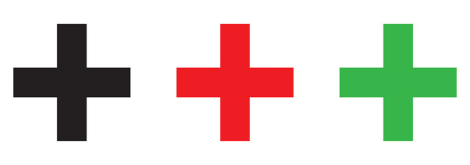 First aid icon,  Green, Red, Black First aid symbol vector design plus icon. EPS 10.