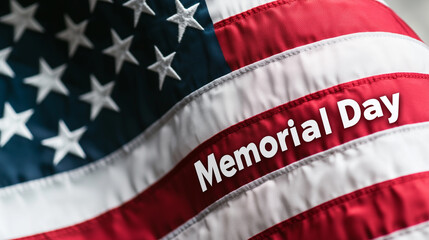 American Flag with "Memorial Day" Text Honoring Veterans and National Remembrance