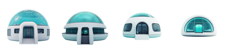 Fototapeta premium Innovative Eco Friendly Geodesic Dome Houses Nestled in Nature Sustainable Energy Efficient and Futuristic Residential Architectural Designs for Modern Living