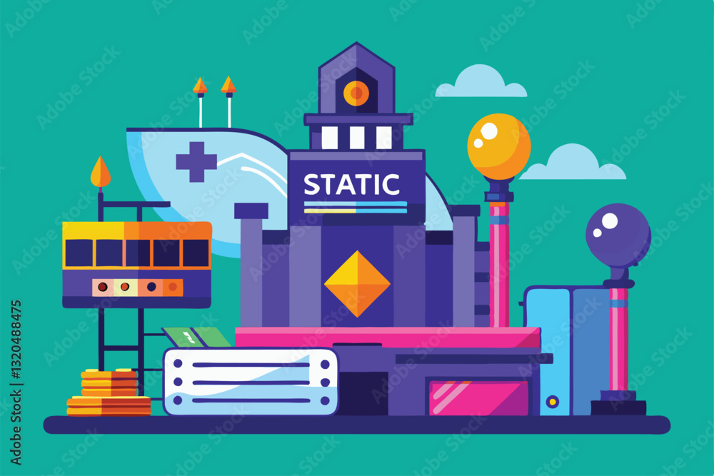 Aufkleber a colorful illustration showcases a customizable static asset with different geometric shapes and st
