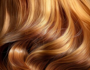 Naklejka premium a close up view of shiny wavy golden hair showcasing its texture and light reflection