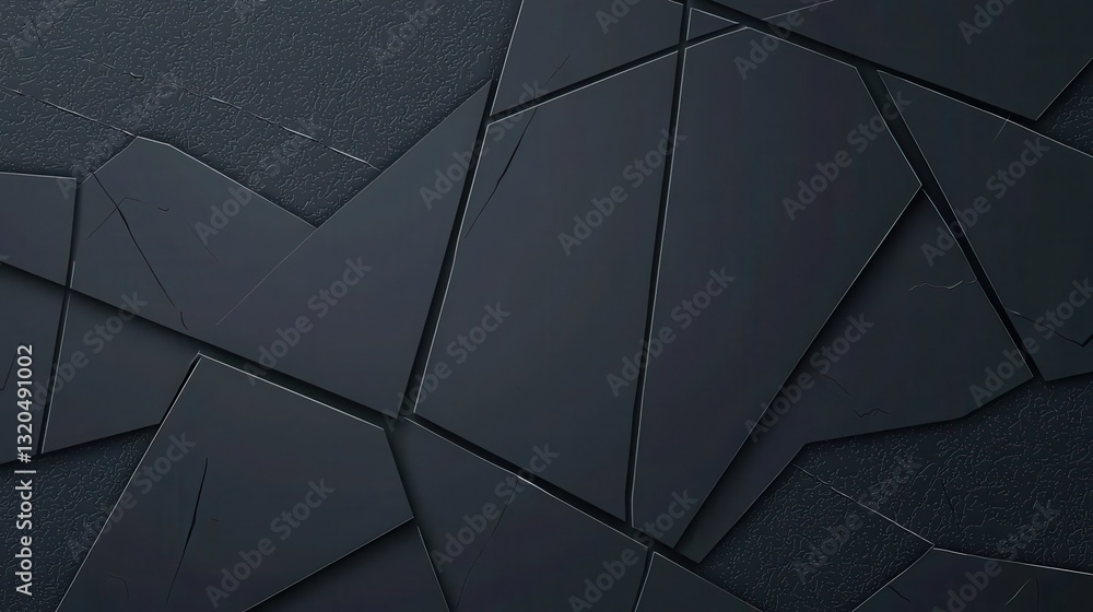 Wall mural textured dark surface with geometric fragmented pattern design