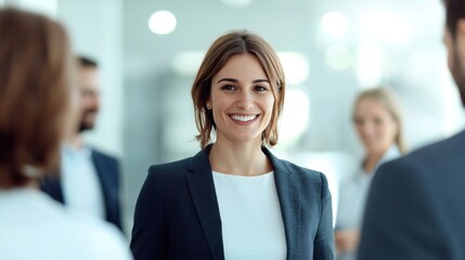 Engaging Moment in Upbeat Recruitment Scene with Candidates in Professional Environment