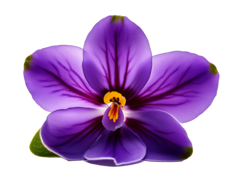 African violet flower isolated on transparent background, high quality picture