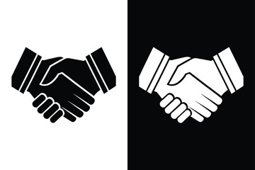 Business Deal Handshake Icon. Flat Silhouette for Corporate Branding