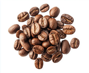Fototapeta premium Richly Roasted Coffee Beans on White Background