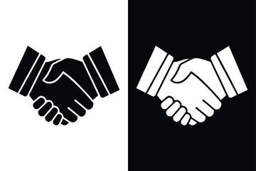 Handshake Silhouette Icon. Black & White Vector for Contracts & Deals