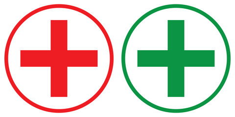 First aid icon,  Green, Red, Black First aid symbol vector design plus icon. EPS 10.