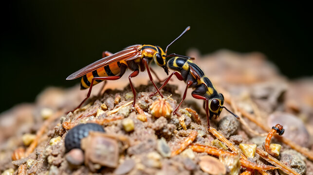 Pareja de insectos copulando sobre cardos