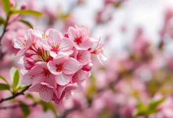 Soft pink blossoms against a blurred floral backdrop, roses, plants