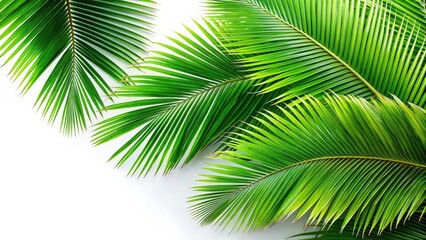 Obraz premium Coconut Tree Leaves Isolated on White Background for Green Foliage Backdrop and Copy Space, Perfect for Tropical Themes and Nature Inspired Designs