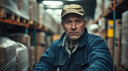 A burly male warehouse worker, clad in a uniform of faded blue and a worn cap, navigated a pallet truck down a narrow aisle, his face etched with the dedication of a man who understood the importance