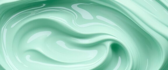 Swirl of mint green creamy gel, smooth, luxurious texture,  cooling,  unblemished