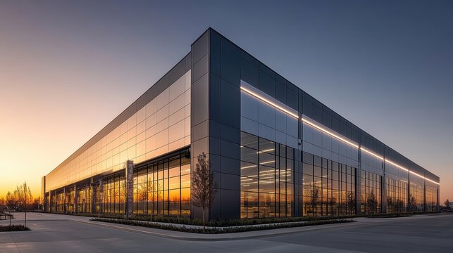 A sleek distribution center, its metal skin gleaming in the sunlight, hummed with activity, its automated systems orchestrating the seamless flow of goods across the globe.