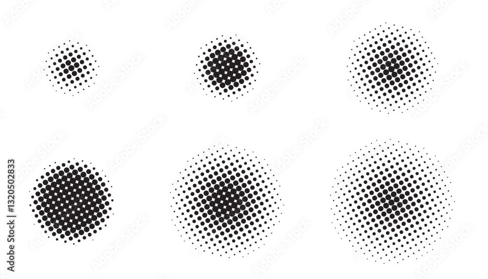 Fototapete set of dot halftone round circle gradient. halftone texture background. circle halftone collection