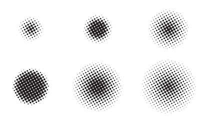 Set of dot halftone round circle gradient. halftone texture background. circle halftone collection