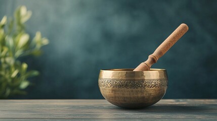 Tibetan Singing Bowl Meditation Tranquil Studio Closeup Photography Peaceful Environment Artistic Perspective