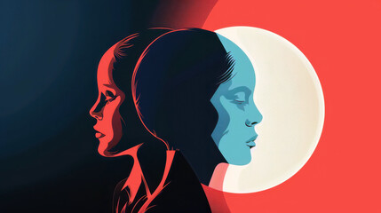 World schizophrenia awareness day conceptual art design for mental health advocacy. Horizontal banner. Copy space. Dissociative Identity Disorder. Bipolar Disorder. Seasonal depression