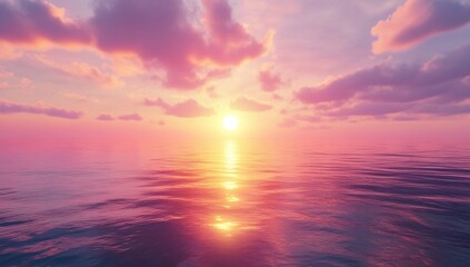 Obraz premium Pink Sunset over Calm Ocean