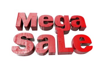  Mega Sale Text Isolated on Transparent Background