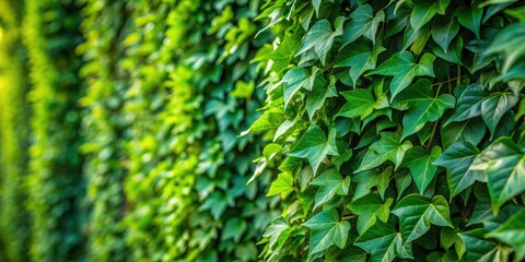 Obraz premium Lush Green Ivy Wall Background, Natural Nature Photography, Copy Space, Room Decor, Plant Wall, Greenery Wallpaper, Climbing Plants, Ivy Texture, Botanical Image, Green Leaf Background