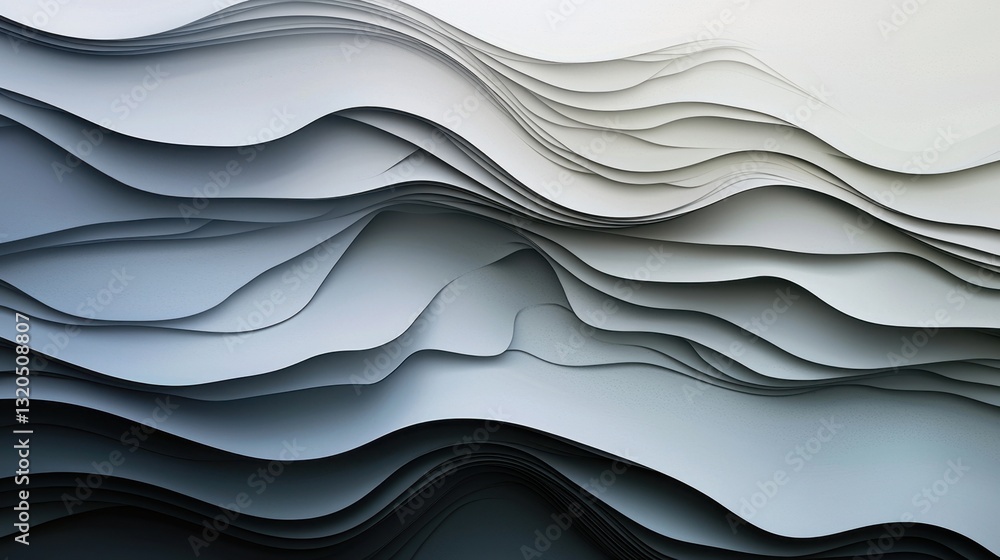 Leinwandbilder Modern abstract business backdrop with a soft white gradient and dynamic floating forms.