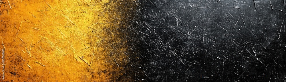 Poster a textured surface with contrasting hues of yellow-orange and black, creating a dynamic visual effec